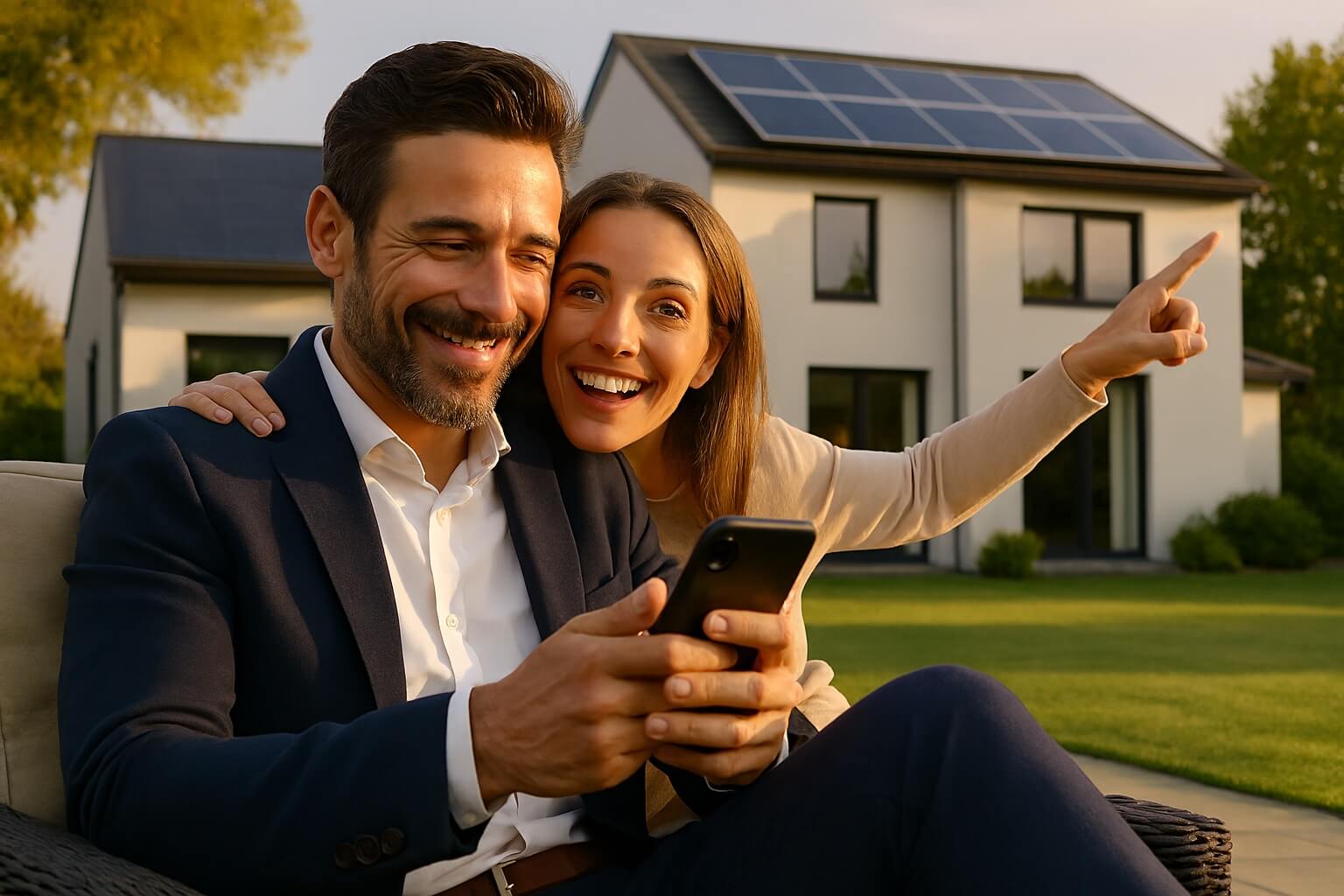 Glückliches Paar vor ihrem neuen Haus